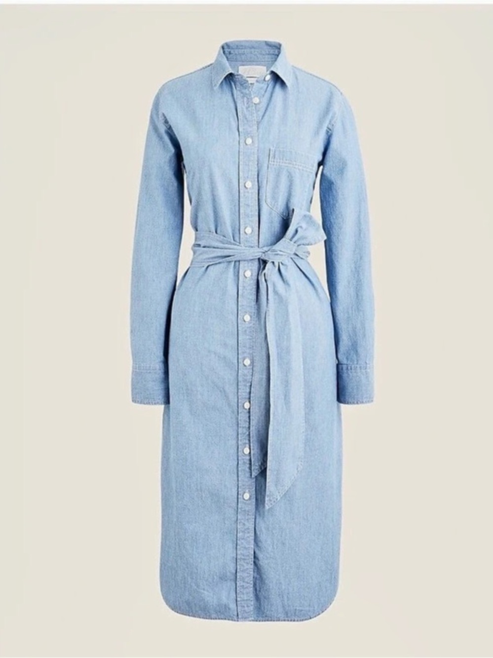 J.Crew Denim shirtdress with tie belt, Blue, Size 6